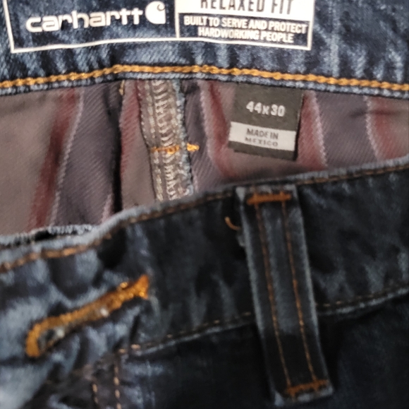 Carhartt mens Relaxed Fit Heavyweight Flannel-lined 5-pocket Jean - Picture 4 of 6